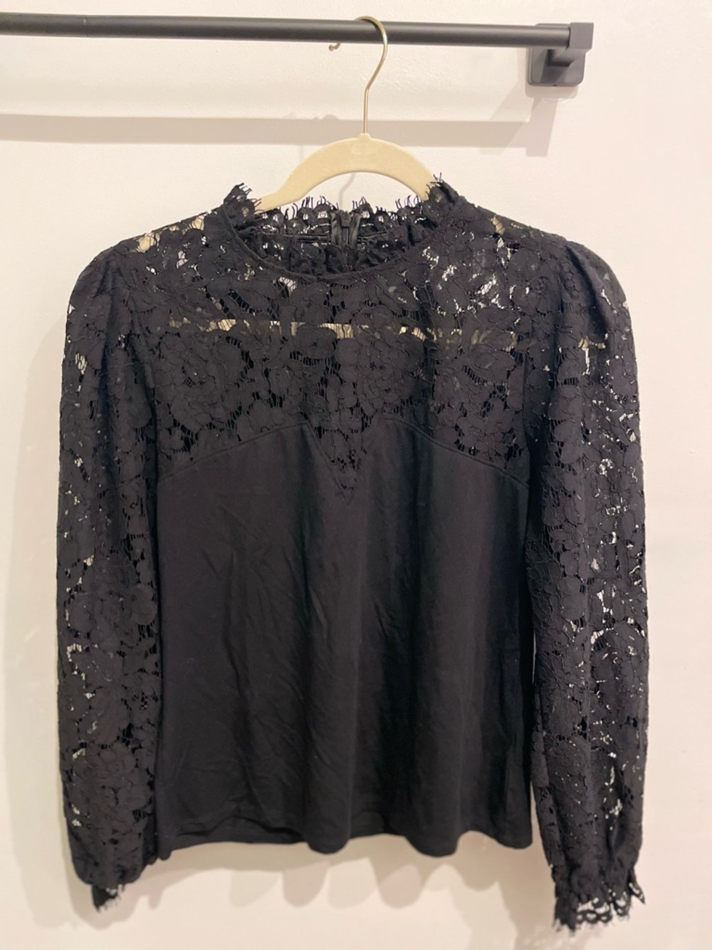 Generation Love Black Lace Puff Sleeve Top